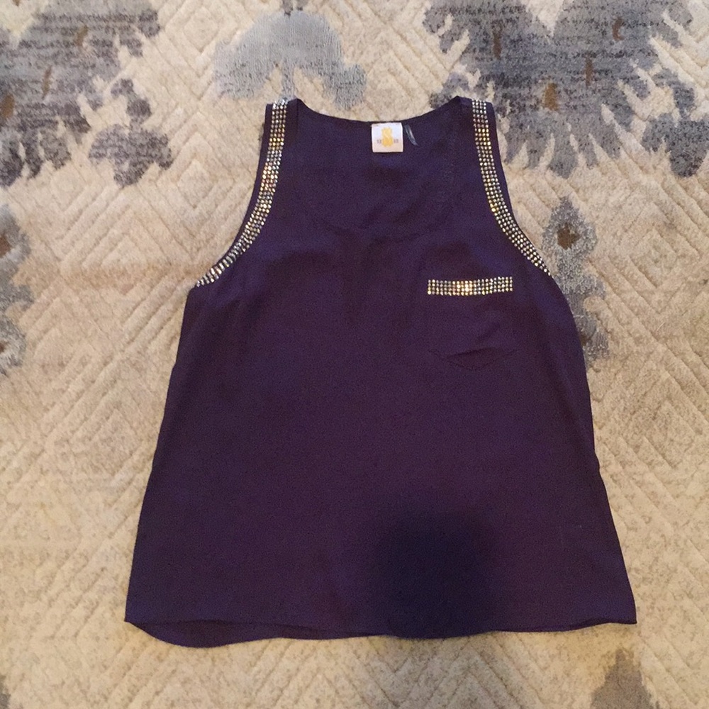 Purple rhinestone tank top